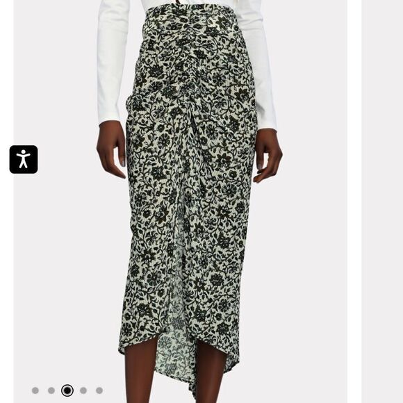 Veronica Beard Pixie Ruched Silk Midi Skirt - Picture 1 of 8